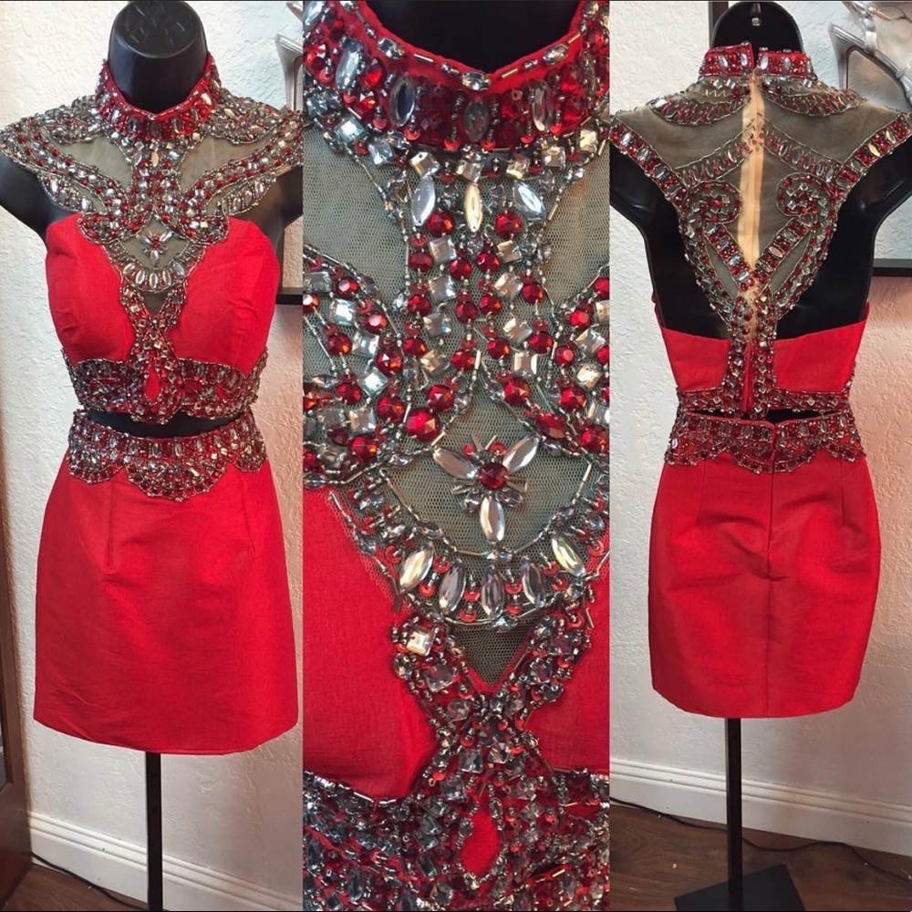 Rachel Allan Red 2 Piece Prom/Homecoming Dress